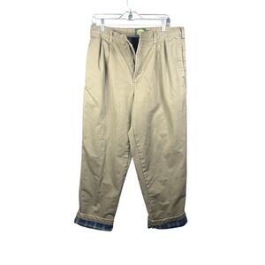 Vintage CABELAS Flannel Lined Pleated Chino‎ Pants Khaki Men's 36 Reg Outdoors